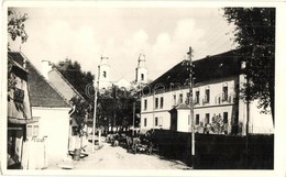 * T1/T2 Csíksomlyó, Sumuleu Ciuc; Kegytemplom, Utca B. Géza üzlete / Church, Street, Shop - Zonder Classificatie