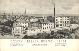 ** T1/T2 Nagyszeben, Hermannstadt, Sibiu; Gustav Meltzer Szappan- és Gyertyagyára 1848-ban, Hátoldalán Gustav Meltzer Re - Zonder Classificatie