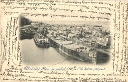 T2 Komárom, Komárno; Téli Kikötő Jobb Part, Uszályok, 'Győr' áruszállító Gőzhajó / Winter Port With Barges, Freight Stea - Zonder Classificatie