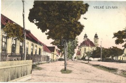 T2 Nagylévárd, Velké Leváre; Utcakép Templommal / Street View With Church - Unclassified