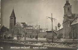 ** T2 ~1920 Pozsony, Presburk, Bratislava; Fő Tér Télen, Templomok, üzletek / Main Square In Winter, Churches, Shops. Ph - Unclassified