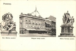 T2 Pozsony, Pressburg, Bratislava; Szent Márton Szobor, Magyar Király Szálló, Mária Terézia Szobor / Statues, Hotel - Unclassified