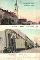 * T2/T3 Erdővég, Erdevik; Szlovák Templom, Fő Utca, Sch. József órás üzlete / Slovakian Church, Main Street, Watch Shop  - Unclassified