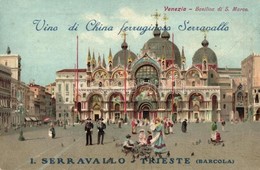 ** T2 Venice, Venezia; Basilica Di S. Marco. Vino Di China Ferruginoso Serravallo Advertisement On The Backside, Litho - Zonder Classificatie