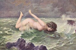** T2 'Wassernymphe' / Nymph, Nude Lady, Erotic Art Postcard S: F. Klimes (EK) - Ohne Zuordnung