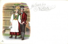 ** T2/T3 Hilsen Fra Norge / Norwegian Folklore Greeting Art Postcard  (EK) - Unclassified