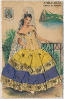 * T3/T4 Andalucia, Gracia De Espana / Spanish Folklore, Textile Card (fa) - Zonder Classificatie