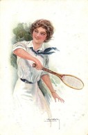 * T2/T3 Italian Art Postcard. Lady With Tennis Racket. Erkal No. 336/3. S: Usabal (Rb) - Zonder Classificatie