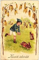 T2/T3 Easter, Child With Rabbits, Litho (EK) - Zonder Classificatie