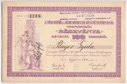 Nagykőrös 1906. 'A Téglagyár és Kereskedelmi Részvénytársaság' Néver Szóló Részvénye 100K-ról, Szárazpecséttel, Felülbél - Unclassified