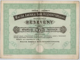 Budapest 1923. 'Magyar Amerikai Bank Részvénytársaság' 25 Részvénye Egyenként 340K-ról, Szelvényekkel és Szárazpecséttel - Unclassified