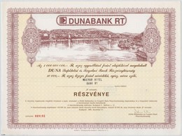 1989. 'Dunabank Rt.' Részvénye 10.000Ft-ról, Bélyegzéssekkel, Szelvényekkel T:I- - Unclassified