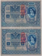 1902. 1000K (2x) Mindkettő Piros 'Deutschösterreich' Felülbélyegzéssel és Hamis Horvát Felülbélyegzéssel (fake Overprint - Unclassified