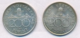 1992-1993. 200Ft Ag 'MNB' (2x) T:2 Kis Patina - Zonder Classificatie