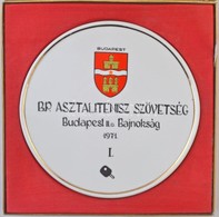 1971. 'BP Asztalitenisz Szövetség Budapest II. O. Bajnokság 1971. I.' Jelzett 'Hollóháza' Porcelán Plakett, Eredeti Dísz - Unclassified