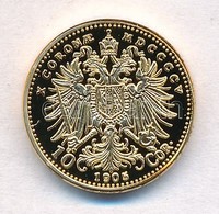 DN 'Osztrák-Magyar Monarchia Pénzei Utánveretben - 1905 10K' Aranyozott Cu-Ni Emlékérem 'COPY' Beütéssel, Tanúsítvánnyal - Zonder Classificatie