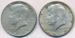 Amerikai Egyesült Államok 1966-1969D. 1/2$ Ag 'Kennedy' (2x) T:1-,2 Patina
USA 1966-1969D. 1/2 Dollar Ag 'Kennedy' (2x)  - Unclassified