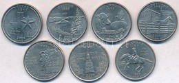 Amerikai Egyesült Államok 1999-2004. 25c Cu-Ni '50 állam' (7xklf) T:2 
USA 1999-2004. 25 Cents Cu-Ni '50 States Quarters - Zonder Classificatie