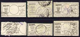 Egypt 1908-31, Found Open & Officially Sealed Labels Used Seln Of 6 Different Types (2, 3, 4, 6, 7 & 8) Scarce - Service