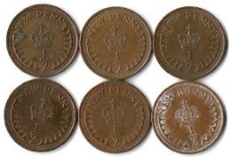 Lot 6 Pièces De Monnaie 1/2 Penny - 1/2 Penny & 1/2 New Penny