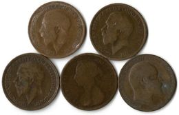 Lot 5 Pièces De Monnaie 1/2 Penny - C. 1/2 Penny
