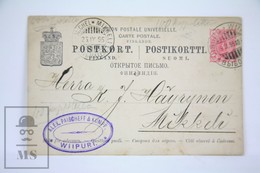1895 Finland, Suomi Postal Stationary - Posted 25 September 1895 - Entiers Postaux