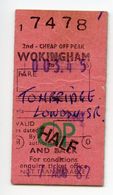 BRITISH RAIL : 2ND CLASS, CHEAP OFF PEAK RETURN TICKET : WOKINGHAM - TONBRIDGE, 1982 - Europa