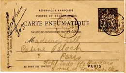 Carte Pneumatique B10 De Paris 05 Malsherbes (sept. 1900) Pour Hauteville - Pneumatische Post