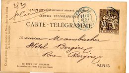 Carte Pneumatique B7 De Paris 98 (14.12.1898) Pour Grand Hotel - Pneumatische Post