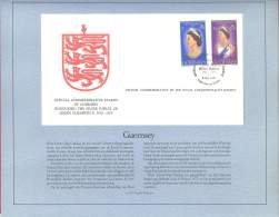 Guernsey Queen Elizabeth II  1952 / 1977  Complete Set FDC On Exploination Sheet - Guernsey