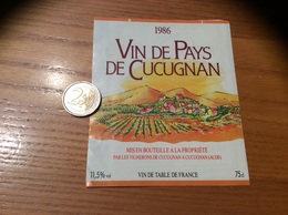 Etiquette « VIN DE PAYS DE CUCUGNAN - Les Vignerons De Cucugnan (11)» 1986 - Languedoc-Roussillon