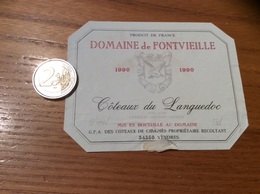 Etiquette De Vin « COTEAUX Du LANGUEDOC - DOMAINE De FONTVIEILLE - COTEAUX DE CIBADIES VENDRES (34)» 1990 - Languedoc-Roussillon
