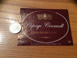 Etiquette «Vin De Pays D’OC - Cépage Cinsault - Caves Montmirel - Plougastel-Daoulas (29)» Type 1 - Languedoc-Roussillon