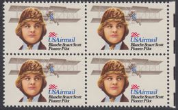 !a! USA Sc# C099 MNH BLOCK W/ Right Margins - Blanche Stuart Scott - 3b. 1961-... Nuovi