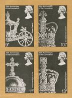 GREAT BRITAIN 1978 Regalia Coronation BLACKPRINT IMPERF.4-BLOCK Fr. Booklet Sheetlet  [épreuve Prueba Druckprobe Prova P - Ensayos, Pruebas & Reimpresiones