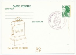 FRANCE - Entier Repiqué - 1,80 Liberté - La Voie Sacrée - 37 TOURS - 1986 - Bijgewerkte Postkaarten  (voor 1995)