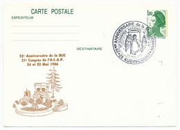 FRANCE - Entier Repiqué - 1,80 Liberté - 25eme Anniversaire MJC - 25 AUDINCOURT - 1986 - Postales  Transplantadas (antes 1995)