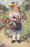 Jeune Enfant Avec Sa Cueullette De Fleurs - Dessins D'enfants