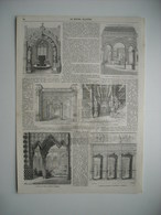 GRAVURE 1857. L'INTERIEUR DE SYDENHAM-PALACE. PORTAIL DE LA CATHEDRALE DE ROCHESTER. L'INTERIEUR DE SYDENHAM-PALACE..... - Estampes & Gravures