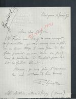 LETTRE DE 1892 GIRARDOT NOTAIRE DE BAIGNEUX LES JUIFS : - Manuscripts