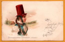 Litho - Schwarzwälder Volkstracht - Elzach - Chapeau - Femme - Folklore - 1900 - Elzach