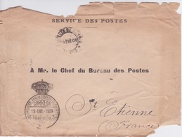 ESPAGNE - Direccion Gral. De Correos - A MR CHEF DU BUREAU DES POSTE A ST ETIENNE 1909 - Franking Machines (EMA)