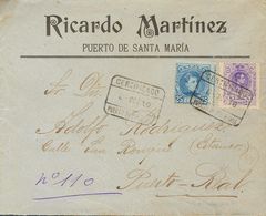 Sobre 248, 270. 1910. 15 Cts Violeta (Medallón) Y 25 Cts Azul (Cadete). Certificado De EL PUERTO DE SANTA MARIA A PUERTO - Andere & Zonder Classificatie