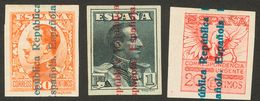 * 601s, 602s, 603s. 50 Cts Naranja, 1 Pts Pizarra (conservación Habitual) Y 20 Cts Rosa. SIN DENTAR. MAGNIFICOS. (Edifil - Autres & Non Classés