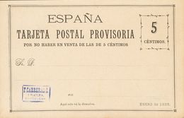 (*) 5 Cts Negro Sobre Tarjeta Postal Provisoria Con Leyenda "Por No Haber En Venta De Las De 5 Cts", Estampada En Color  - Andere & Zonder Classificatie