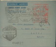 Sobre AE12. 1950. 1'55 Pts Sobre Aerograma. MADRID A EL CAIRO (EGIPTO). Matasello Conmemorativo E.C.S.E. / MADRID Y Lleg - Andere & Zonder Classificatie