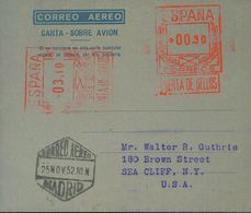 Sobre AE23. 1952. 0'90 Pts + 3'10 Pts Sobre Aerograma Con Doble Franqueo. MADRID A NUEVA YORK (U.S.A.). MAGNIFICO Y RARO - Andere & Zonder Classificatie