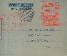Sobre AE48. 1952. 0'60 Pts + 3'40 Pts Sobre Aerograma Con Doble Franqueo. MADRID A NUEVA YORK (U.S.A.). MAGNIFICO Y MUY  - Andere & Zonder Classificatie