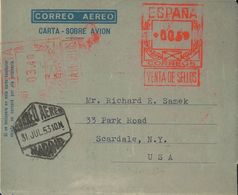 Sobre AE48. 1953. 0'60 Pts + 3'40 Pts Sobre Aerograma Con Doble Franqueo. MADRID A SCARDALE (U.S.A.). MAGNIFICO Y MUY RA - Andere & Zonder Classificatie