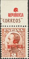 ** 2 Cts Castaño, Borde De Hoja Con Sobrecarga. MAGNIFICO Y RARO. - Republikeinse Uitgaven